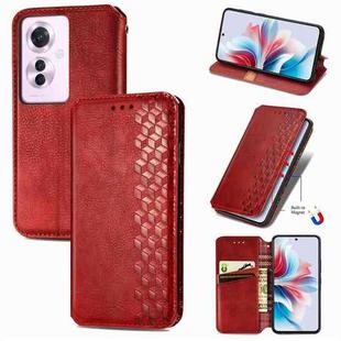 For OPPO Reno11 F 5G Cubic Grid Pressed Magnetic Leather Phone Case(Red)