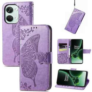 For OnePlus Nord 3 Butterfly Love Flower Embossed Leather Phone Case(Lavender)
