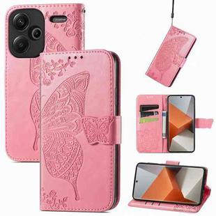 For Xiaomi Redmi Note 13 Pro+ Butterfly Love Flower Embossed Leather Phone Case(Pink)