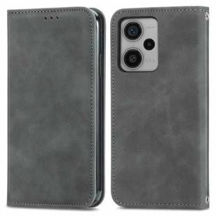 For Xiaomi Redmi Note 12 Pro+ 5G Retro Skin Feel Magnetic Flip Leather Phone Case(Grey)