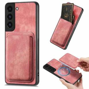 For Samsung Galaxy S22 5G Retro Leather Card Bag Magnetic Phone Case(Pink)