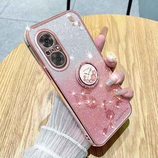 For Realme C67 4G Gradient Glitter Immortal Flower Ring All-inclusive Phone Case(Pink)