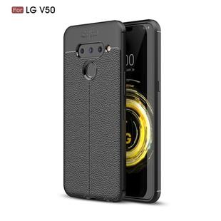 For LG V50 ThinQ Litchi Texture TPU Shockproof Case(Black)
