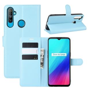 For OPPO Realme C3 (3 Cameras) Litchi Texture Horizontal Flip Protective Case with Holder & Card Slots & Wallet(Blue)