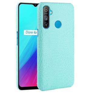 For OPPO Realme C3 with Fingerprint Hole Shockproof Crocodile Texture PC + PU Case(Light Green)