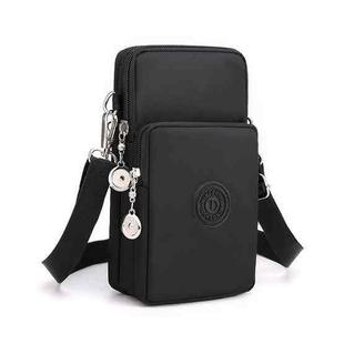 Crossbody Mobile Phone Bag Vertical Wallet Arm Bag With Headphone Hole(Black)