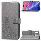 Lucky Clover Pressed Flowers Pattern Leather Case for ASUS ZB631KL, with Holder & Card Slots & Wallet & Hand Strap (Grey) - 1