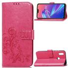 Lucky Clover Pressed Flowers Pattern Leather Case for ASUS ZB633KL, with Holder & Card Slots & Wallet & Hand Strap (Rose Red) - 1