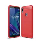 Brushed Texture Carbon Fiber Shockproof TPU Case for ASUS ZenFone Max Pro (M1) ZB601KL(Red) - 1