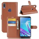 Litchi Texture Horizontal Flip Leather Case for Asus Zenfone Max Pro (M1) ZB601KL, with Wallet & Holder & Card Slots (Brown) - 1