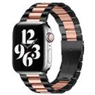 For Apple Watch Series 9&8&7 41mm / SE 3&SE 2&6&SE&5&4 40mm / 3&2&1 38mm Fold Buckle 3 Beads Stainless Steel Watch Band (Black+Rose gold) - 1
