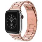 For Apple Watch Series 9&8&7 41mm / SE 3&SE 2&6&SE&5&4 40mm / 3&2&1 38mm Fold Buckle 3 Beads Stainless Steel Watch Band(Rose Gold) - 1