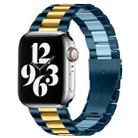 Fold Buckle 3 Beads Stainless Steel Watch Band For Apple Watch Ultra 49mm&Watch Ultra 2 49mm / Series 9&8&7 45mm / SE 3&SE 2&6&SE&5&4 44mm / 3&2&1 42mm(Blue Gold) - 1