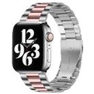 Fold Buckle 3 Beads Stainless Steel Watch Band For Apple Watch Ultra 49mm&Watch Ultra 2 49mm / Series 9&8&7 45mm / SE 3&SE 2&6&SE&5&4 44mm / 3&2&1 42mm(Silver Pink) - 1