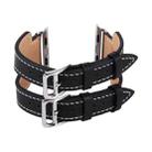 Kakapi for Apple Watch 38mm Fashionable Classical Double-buckle Genuine Cowhide Leather Watch Band (Black) - 6