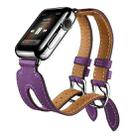 Kakapi for Apple Watch 38mm Fashionable Classical Double-buckle Genuine Cowhide Leather Watch Band (Purple) - 1