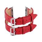 Kakapi for Apple Watch 38mm Fashionable Classical Double-buckle Genuine Cowhide Leather Watch Band (Red) - 6