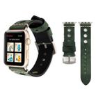 For Apple Watch Series 10 42mm / 9&8&7 41mm / SE 3&SE 2&6&SE&5&4 40mm / 3&2&1 38mm Retro Hole Genuine Leather Wrist Watch Band(Green) - 1