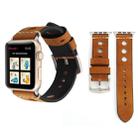 For Apple Watch Series 7 45mm / 6 & SE & 5 & 4 44mm / 42mm 3 & 2 & 1  Retro Hole Genuine Leather Wrist Watch Band(Brown) - 1