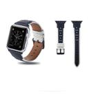 Square Hole Top-grain Leather Wrist Watch Band for Apple Watch Series 7 45mm / 6 & SE & 5 & 4 44mm / 3 & 2 & 1 42mm - 1