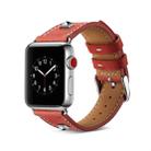 Cowhide Leather Rivet Watch Strap for Apple Watch Series 5 & 4 & 3 & 2 & 1 42mm & 44mm(Red) - 1