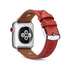 Cowhide Leather Rivet Watch Strap for Apple Watch Series 5 & 4 & 3 & 2 & 1 42mm & 44mm(Red) - 3