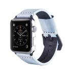 White Fog Wax Texture Top-grain Leather Strap for Apple Watch Series 7 41mm / 6 & SE & 5 & 4 40mm / 3 & 2 & 1 38mm(Baby Blue) - 1