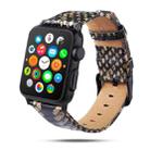 For Apple Watch Series 7 41mm / 6 & SE & 5 & 4 40mm / 3 & 2 & 1 38mm Snake Skin Texture Top-grain Leather Strap(Black) - 1