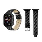 Genuine Leather Carbon Fiber Strap for Apple Watch Ultra 49mm&Watch Ultra 2 49mm / Series 10 46mm / 9&8&7 45mm / SE 3&SE 2&6&SE&5&4 44mm / 3&2&1 42mm - 1