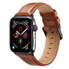 Black Buckle Leather Watch Band For Apple Watch Series 10 42mm / 9&8&7 41mm / SE 3&SE 2&6&SE&5&4 40mm / 3&2&1 38mm(Brown) - 1