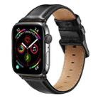 Black Buckle Leather Watch Band For Apple Watch Ultra 49mm / Series 8&7 45mm / SE 2&6&SE&5&4 44mm / 3&2&1 42mm(Black) - 1