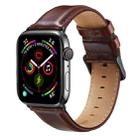 Black Buckle Leather Watch Band For Apple Watch Ultra 49mm&Watch Ultra 2 49mm / Series 10 46mm / 9&8&7 45mm / SE 3&SE 2&6&SE&5&4 44mm / 3&2&1 42mm(Dark Brown) - 1