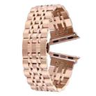 Hidden Butterfly Buckle 7 Beads Stainless Steel Watch Band For Apple Watch 42mm(Rose Gold) - 1