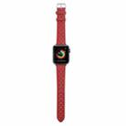 Rhombus Top Layer Cowhide Leather Watch Band For Apple Watch Ultra 49mm / Series 8&7 45mm / SE 2&6&SE&5&4 44mm / 3&2&1 42mm (Red) - 1