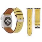 For Apple Watch Ultra 49mm / Series 8&7 45mm / SE 2&6&SE&5&4 44mm / 3&2&1 42mm Fresh Style Genuine Leather Watch Band(Yellow) - 1