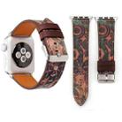 For Apple Watch Series 3 & 2 & 1 38mm Retro Flower Series Genuine Leather Watch Band - 1