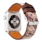 For Apple Watch Series 3 & 2 & 1 38mm Retro Flower Series Genuine Leather Watch Band - 2