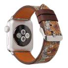 For Apple Watch Series 3 & 2 & 1 42mm Retro Flower Series Genuine Leather Watch Band - 2