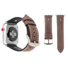 Crowe Star Embossing Texture Genuine Leather Wrist Watch Band for Apple Watch Series 3 & 2 & 1 42mm(Khaki) - 1