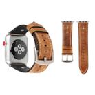 Crowe Star Embossing Texture Genuine Leather Wrist Watch Band for Apple Watch Series 3 & 2 & 1 42mm(Light Brown) - 1