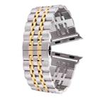 22mm Men Hidden Butterfly Buckle 7 Beads Stainless Steel Watch Band For Apple Watch 38mm(Silver Gold) - 1