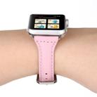 Simple Fashion Genuine Leather T Type Watch Band for Apple Watch Series 3 & 2 & 1 42mm(Pink) - 6