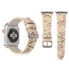 Fashion Plum Blossom Pattern Genuine Leather Wrist Watch Band for Apple Watch Series 3 & 2 & 1 38mm(Yellow) - 1