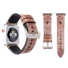 For Apple Watch Series 3 & 2 & 1 38mm Simple Fashion Cowhide Big Eyes Pattern Watch Band(Pink) - 1