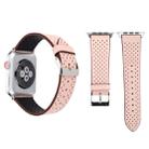 For Apple Watch Series 8&7 41mm / SE 2&6&SE&5&4 40mm / 3&2&1 38mm Simple Fashion Genuine Leather Hole Pattern Watch Band(Pink) - 1