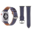 For Apple Watch Series 10 42mm / 9&8&7 41mm / SE 3&SE 2&6&SE&5&4 40mm / 3&2&1 38mm Simple Fashion Genuine Leather Cowboy Pattern Watch Band(Dark Blue) - 1