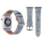 For Apple Watch Series 8&7 41mm / SE 2&6&SE&5&4 40mm / 3&2&1 38mm Simple Fashion Genuine Leather Cowboy Pattern Watch Band(Baby Blue) - 1