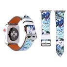 Fashion Genuine Leather New Spring Blue Flower Pattern Watch Band for Apple Watch Series 3 & 2 & 1 38mm - 1