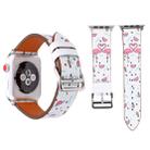 Fashion Genuine Leather New Spring Blue Flower Pattern Watch Band for Apple Watch Series 3 & 2 & 1 38mm - 1
