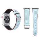 For Apple Watch Ultra 49mm / Series 8&7 45mm / SE 2&6&SE&5&4 44mm / 3&2&1 42mm Simple Fashion Genuine Leather Hole Pattern Watch Band(Blue) - 1